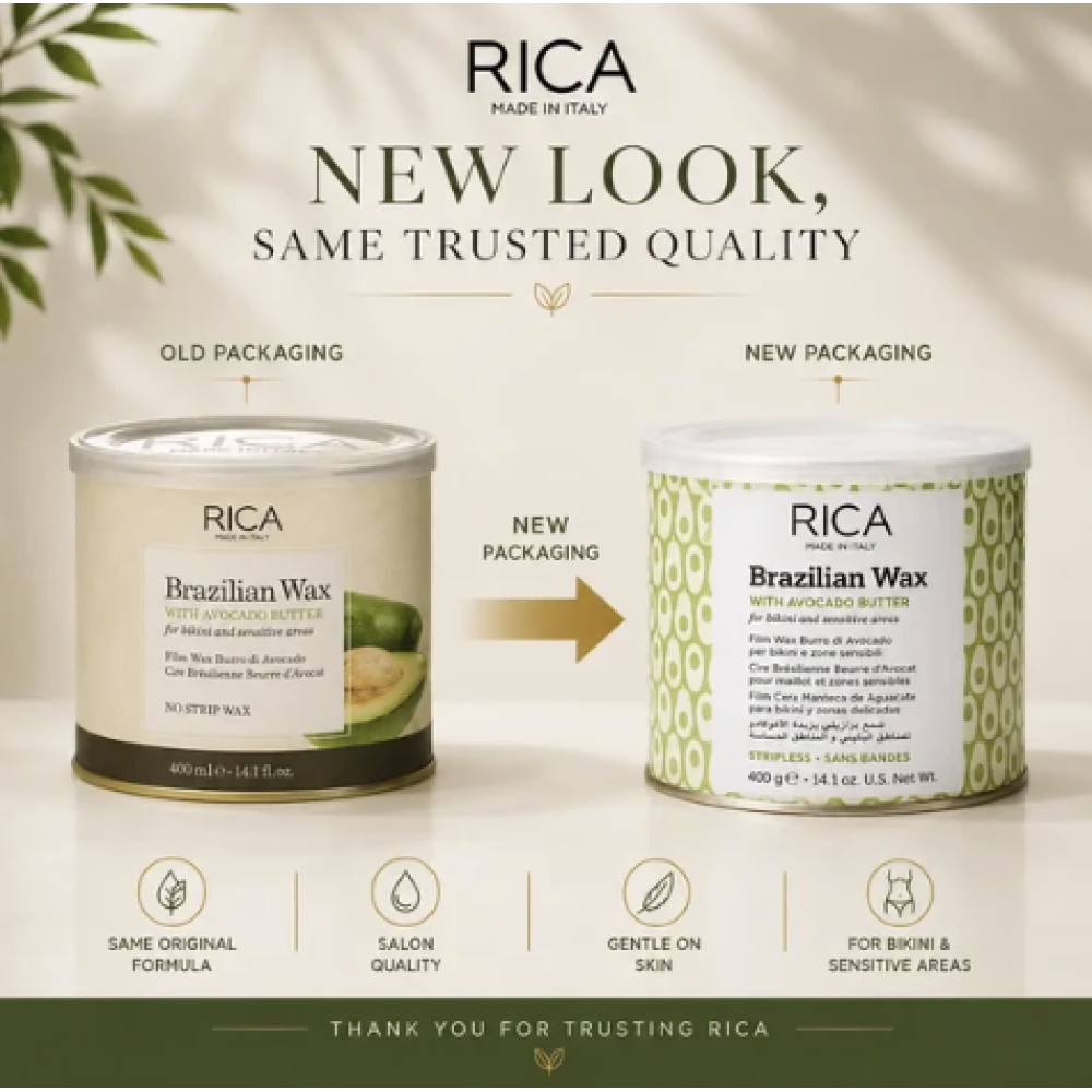 RICA Brazilian Avokado Wax - Brazīlijas vasks / cietais vasks, 400ml (CDAV4)