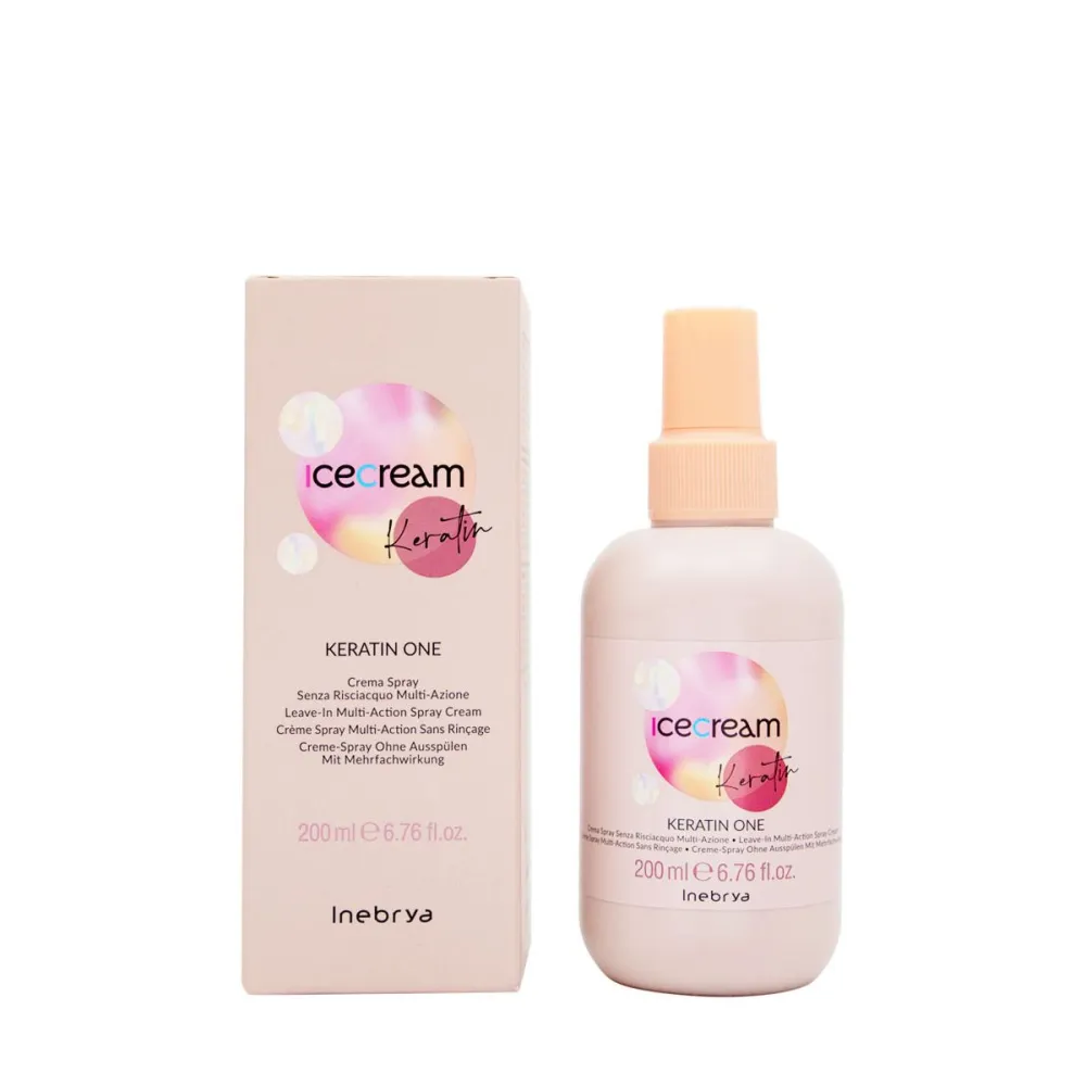 Inebrya Ice Cream Keratin One Multi-Action - Ārstējošs un mitrinošs sprejs ar multi - funkcijām, 200ml Inebrya Ice Cream Keratin One Multi-Action - Ārstējošs un mitrinošs sprejs ar multi - funkcijām, 200ml