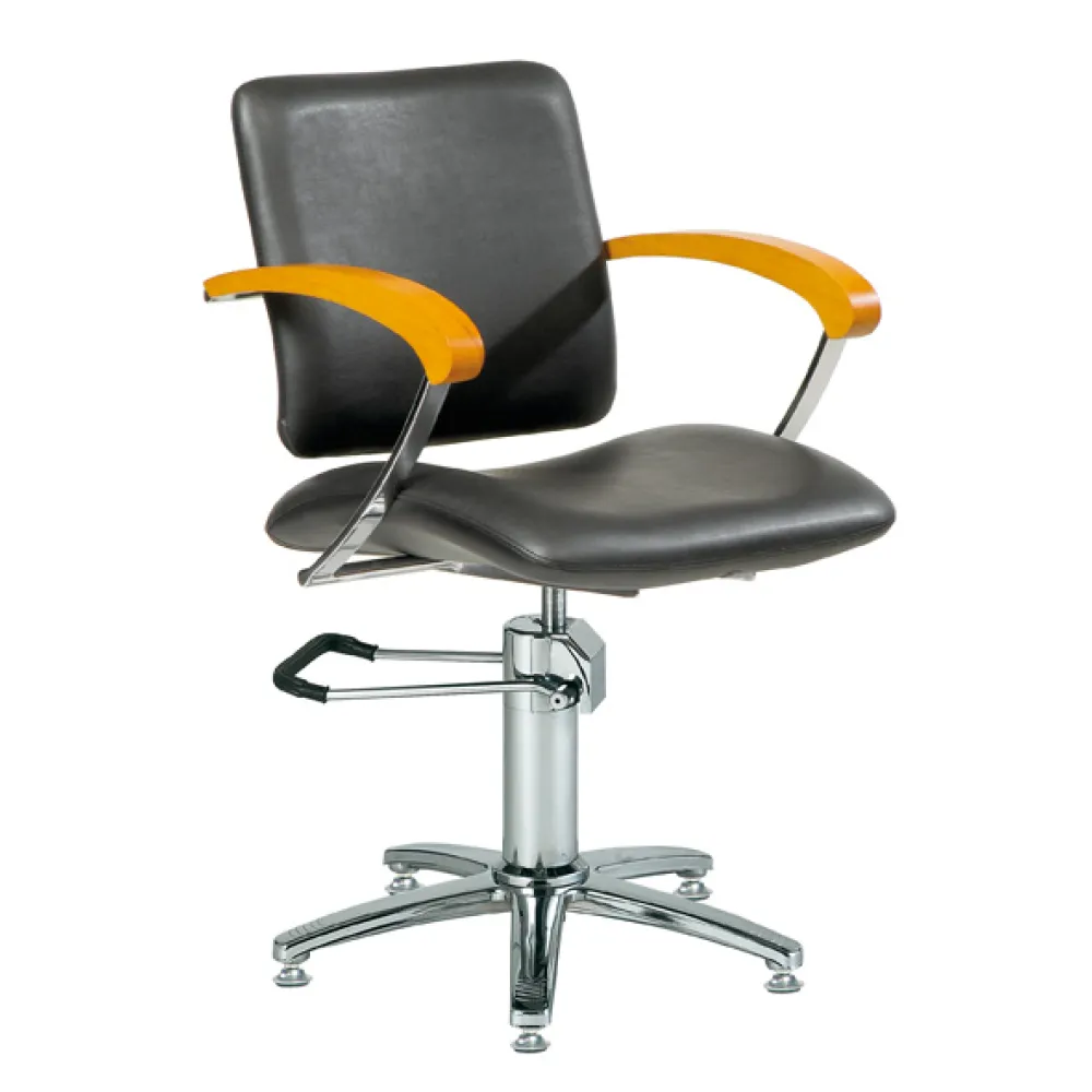 Styling hairdresser chair London A, armrest beech/ armrest black Styling hairdresser chair London A, armrest beech/ armrest black