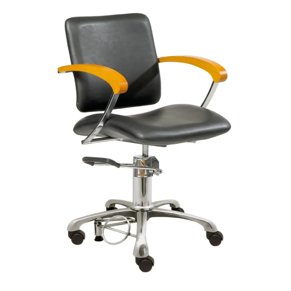 Styling hairdresser chair London C, armrest beech/ armrest black Styling hairdresser chair London C, armrest beech/ armrest black