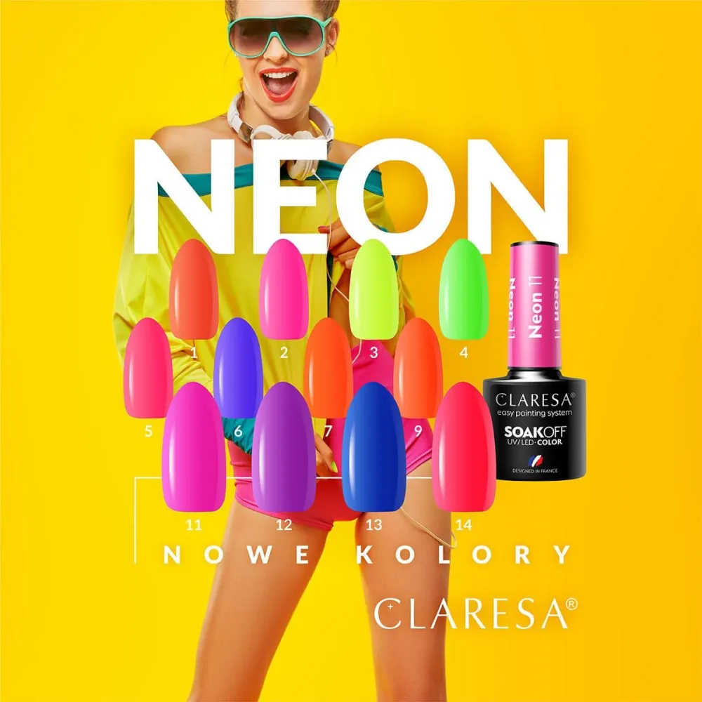 CLARESA NEON 6 - Стойкий гибридный гель лак для ногтей, 5ml