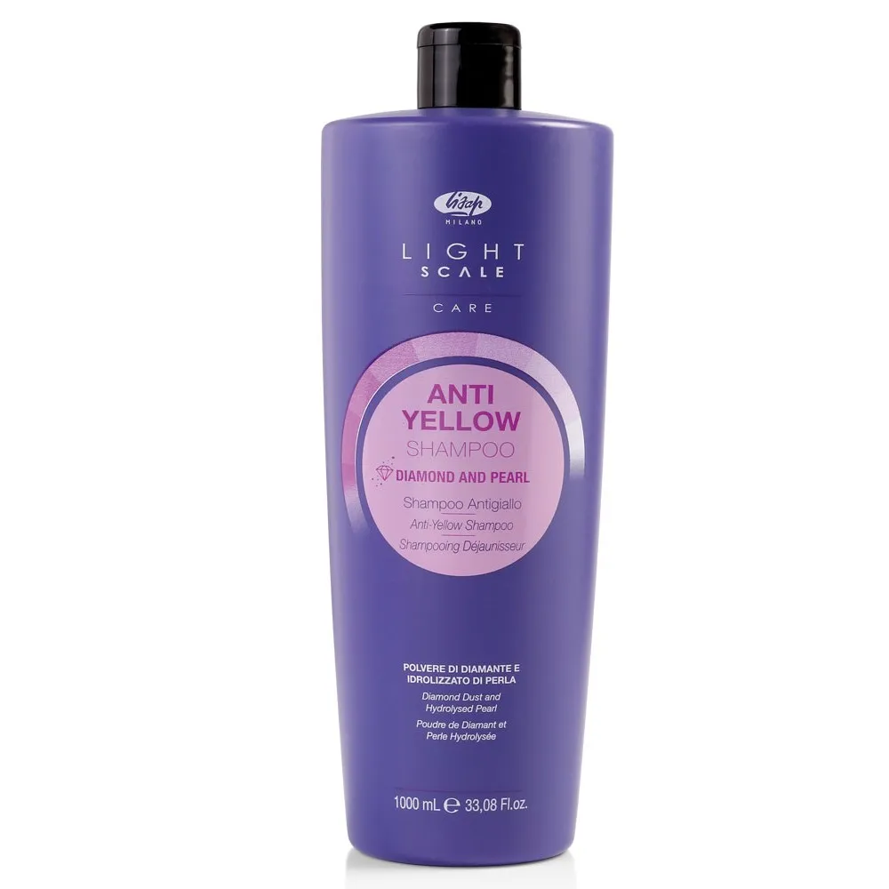 Lisap Milano Anti-yellow Light Scale Shampoo - Šampūns blondiem, balinātiem vai dabīgi sirmiem matiem, 1000ml