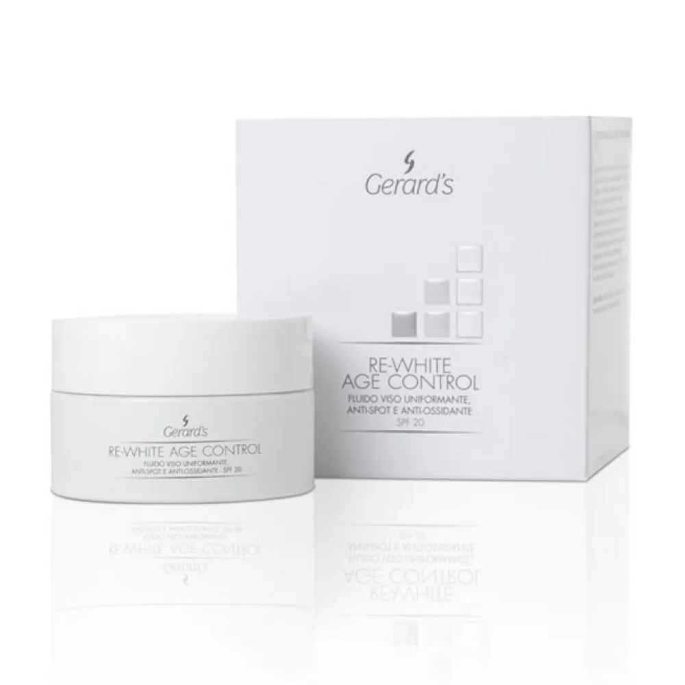 GERARD'S RE-WHITE AGE CONTROL Face fluid, SPF20 - Обновляющий, антиоксидантный серум против пигментации, 50ml