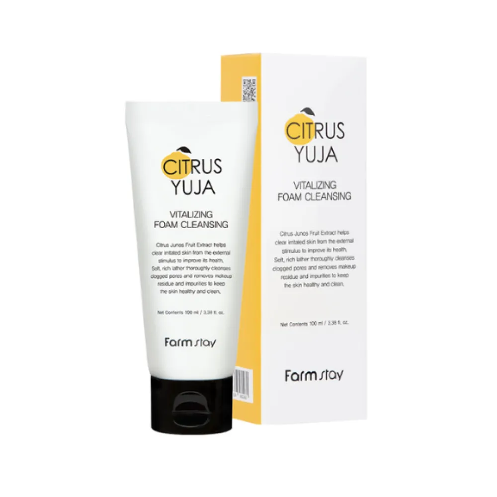 FarmStay Citrus Yuja Vitalizing Foam cleanser - Atsvaidzinošas sejas putas ar yuzu citrusaugļa ekstraktu, 100ml