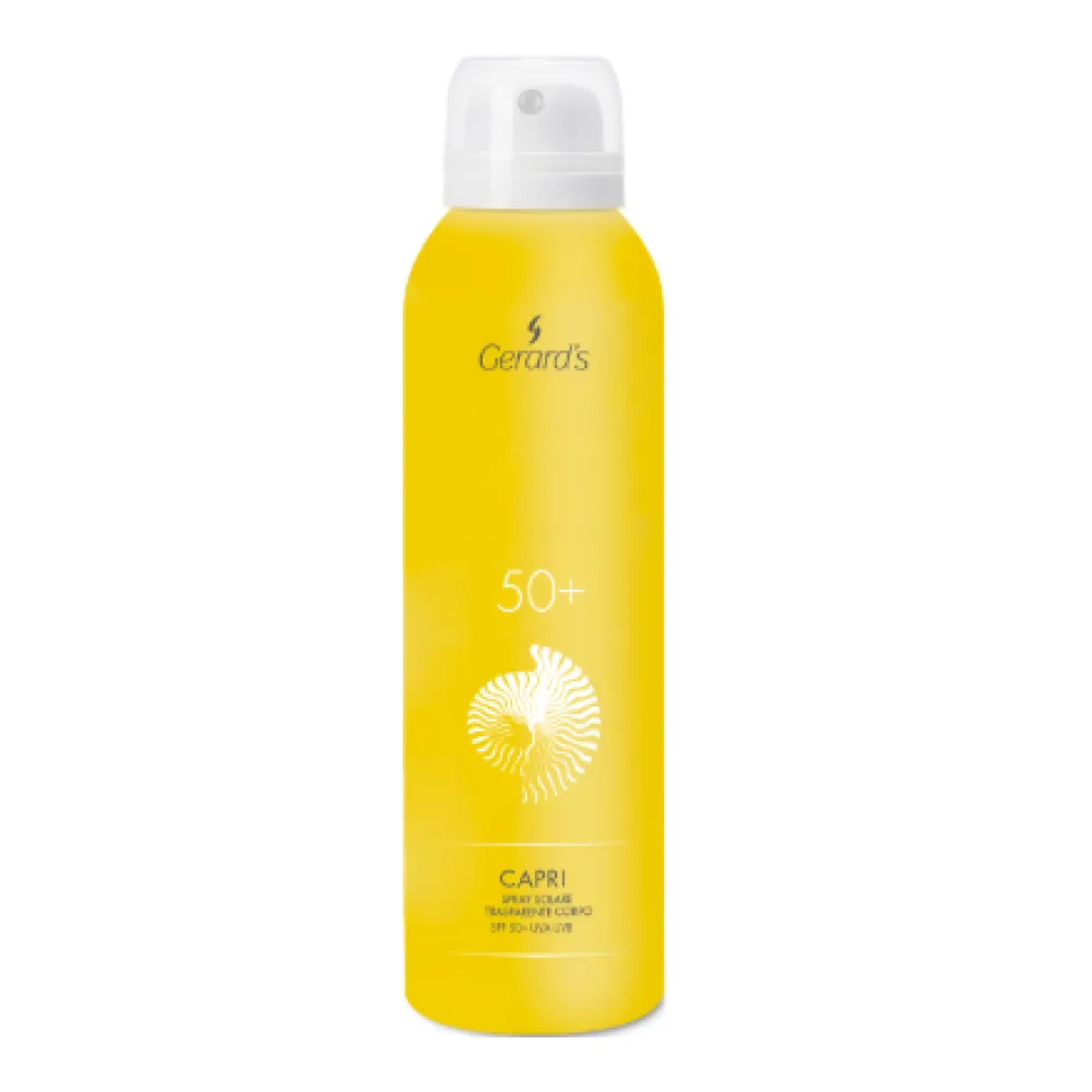 GERARD'S CAPRI Sun Protective Spray - Aizsargsprejs, caurspīdīgs, ķermenim, SPF50+ UVA, UVB, 150ml GERARD'S CAPRI Sun Protective Spray - Aizsargsprejs, caurspīdīgs, ķermenim, SPF50+ UVA, UVB, 150ml
