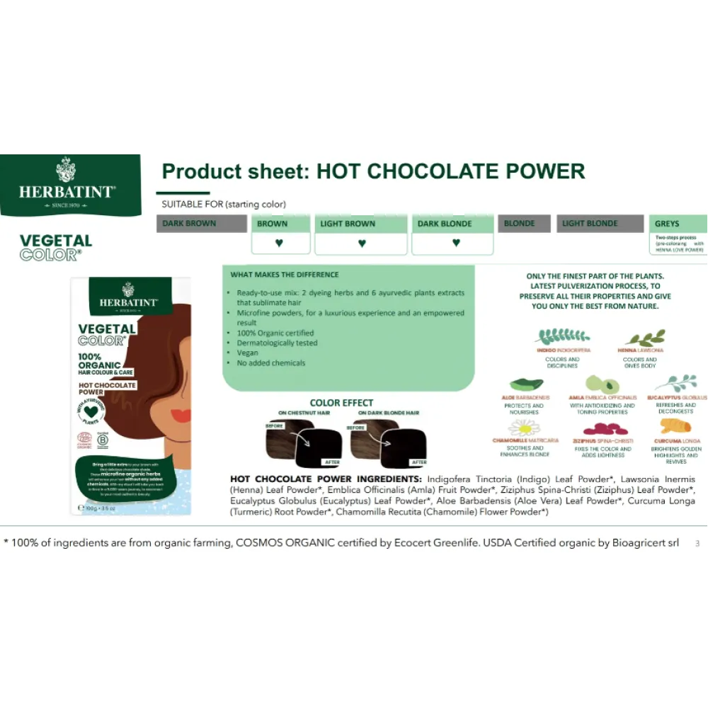 HERBATINT Vegetal Color - Organic Hair Color (Hot chocolate power)