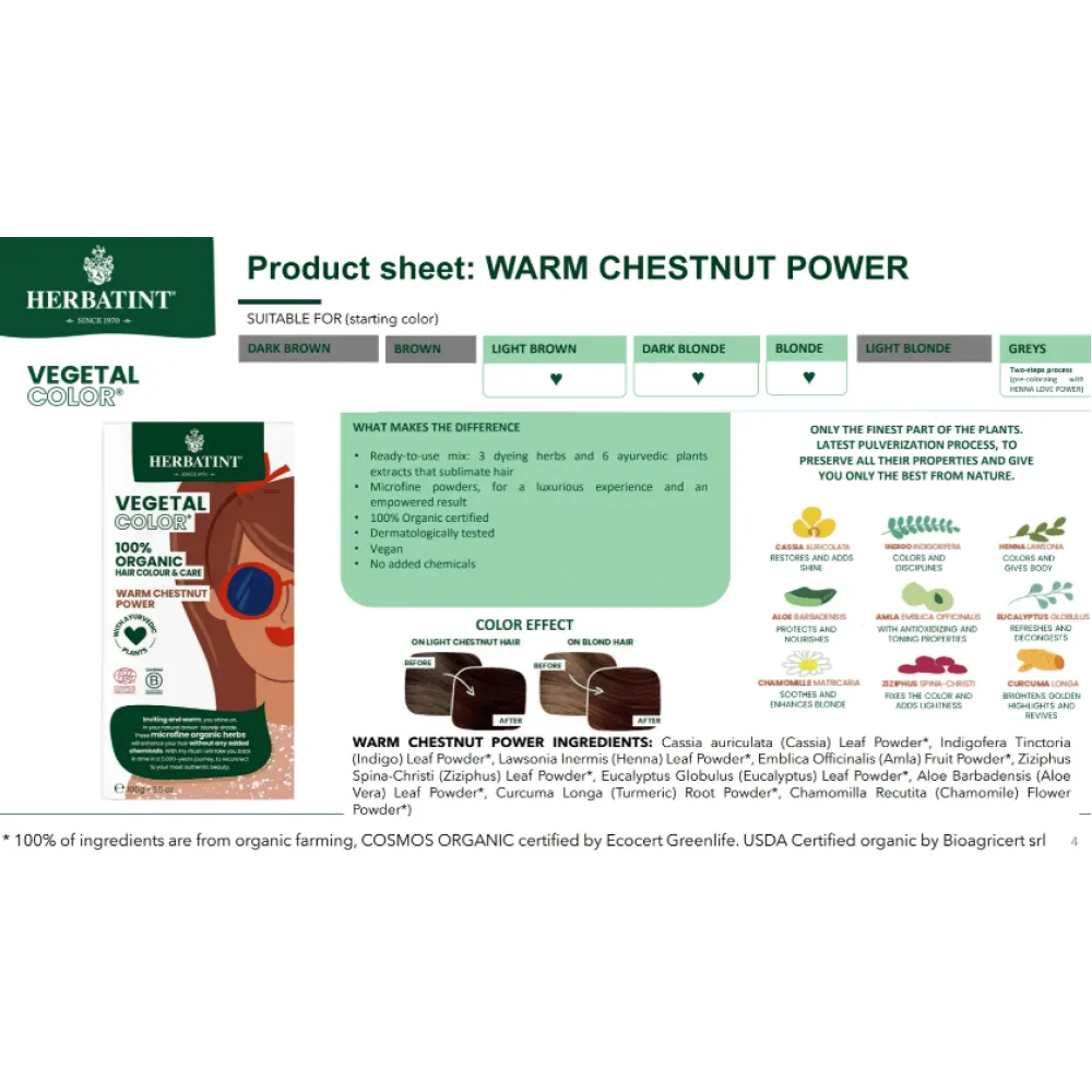 HERBATINT Vegetal Color - Organic Hair Color (Warm chestnut power)