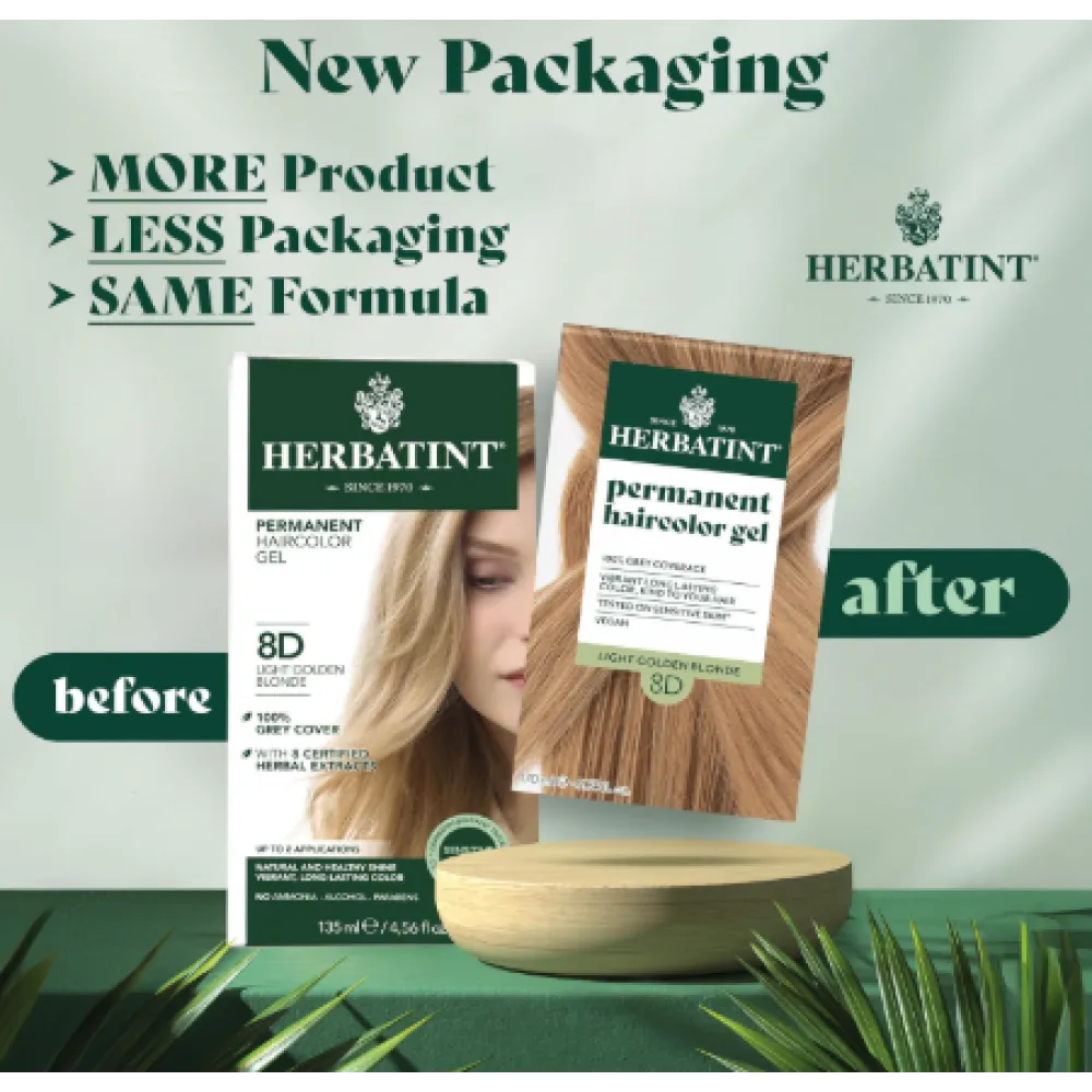 HERBATINT гель-краска для волос на растительной основе - 8D (светло-золотистый блонд)