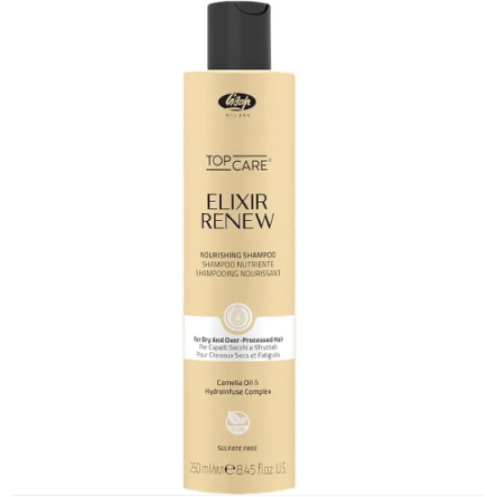 Lisap Milano Top Care ELIXIR Renew Shampoo - Atjaunojošs šampūns ķīmiski apstrādātiem un bojātiem matiem, 250ml