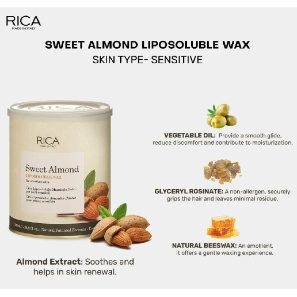 RICA Sweet Almond wax - Mandeļu vasks, 800ml RICA Sweet Almond wax - Mandeļu vasks, 800ml