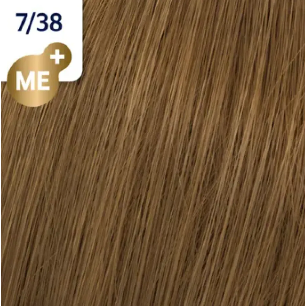 WELLA PROFESSIONALS KOLESTON PERFECT ME+ - Matu krāsa, 7/38 - VIDĒJI BLONDS ZELTA PĒRĻU