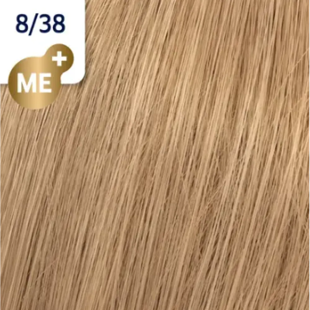 WELLA PROFESSIONALS KOLESTON PERFECT ME+ - Matu krāsa, 8/38 - GAIŠI BLONDS ZELTA PĒRĻU