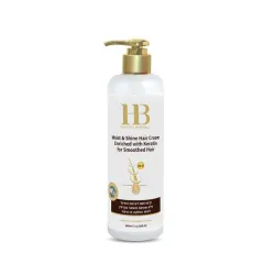 H&B Moist & Shine Silicone Hair Cream No-Rinse Enriched with Keratin - Mitrinošs un spīdumu piešķirošs matu krēms ar keratīnu un silikonu, neskalojams, 400ml