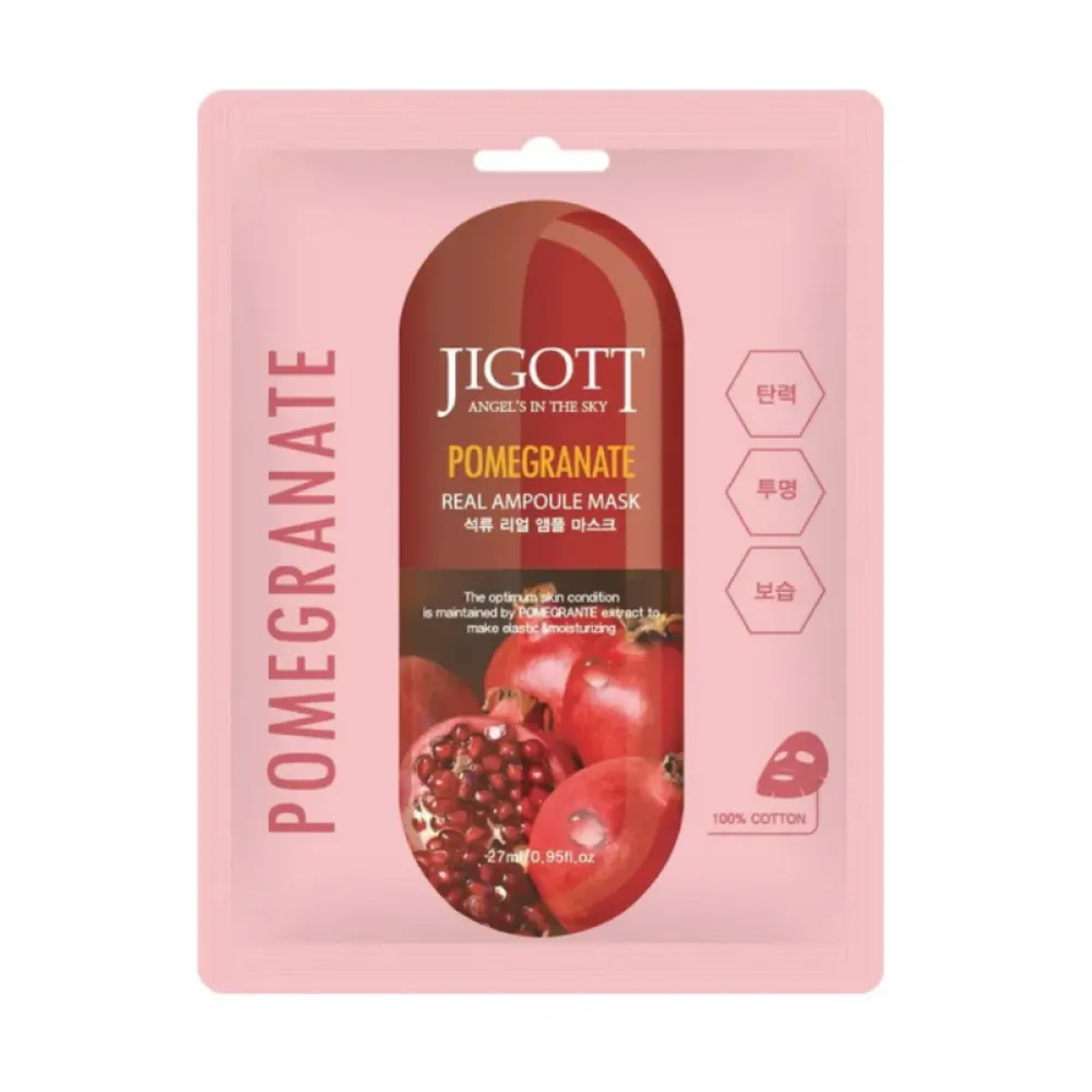 Jigott Pomegranate Real Ampoule Mask - Auduma maska sejai, 27ml